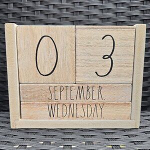 Rae Dunn Wooden Block Perpetual Desk Calendar EUC